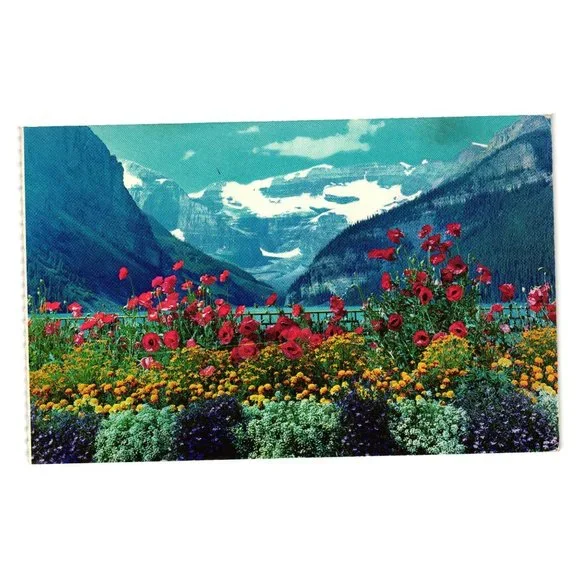 Vintage Postcard Canadian Rockies Lake Lousie Victoria Glacier Chateau Pull Out - Picture 1 of 2